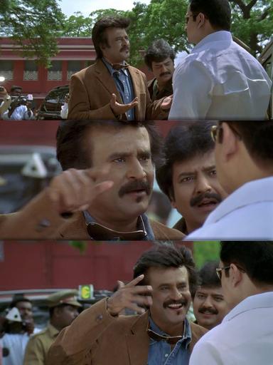 Sivaji: The Boss meme template with Sivaji Arumugam (Rajinikanth) with Arivu (Vivek)