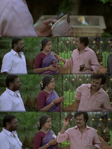 Sivaji: The Boss meme template with Sivaji Arumugam (Rajinikanth) with Arivu (Vivek)