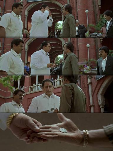 Sivaji: The Boss meme template with Sivaji Arumugam (Rajinikanth) with Arivu (Vivek)