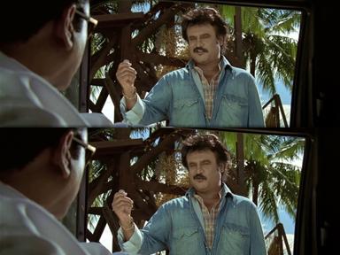 Sivaji: The Boss meme template with Sivaji Arumugam (Rajinikanth) with Arivu (Vivek)