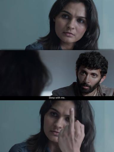 Taramani meme template with Althiya Johnson (Andrea Jeremiah) with Prabhunath (Vasanth Ravi)