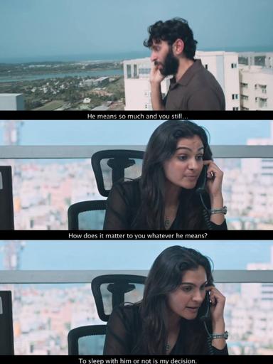 Taramani meme template with Althiya Johnson (Andrea Jeremiah) with Prabhunath (Vasanth Ravi)