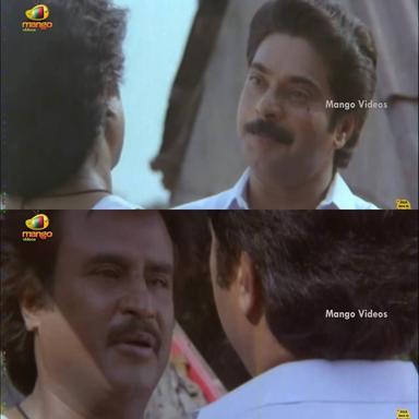 Thalapathi meme template with Surya (Rajinikanth) with Devaraj 'Deva' (Mammootty)