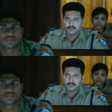 Thani Oruvan meme template with Mithran IPS (Jayam Ravi)