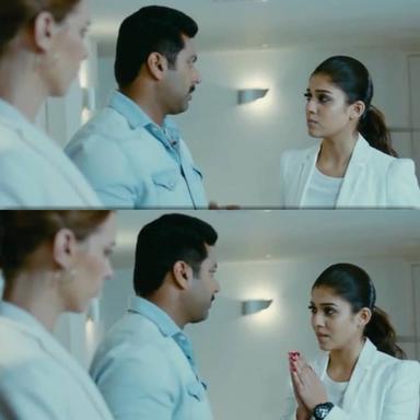 Thani Oruvan meme template with Mithran IPS (Jayam Ravi) with Dr. Siddharth Abhimanyu (Arvind Swamy)