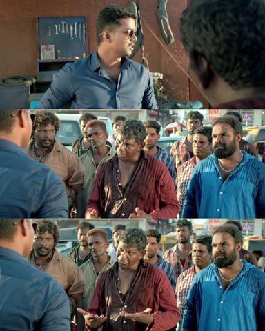 Theri meme template with Joseph Kuruvilla/Vijay Kumar/ Dharmeshwar (Vijay) with Rogue (Boxer Dheena)