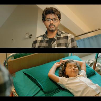 Theri meme template with Joseph Kuruvilla/Vijay Kumar/ Dharmeshwar (Vijay) with Nivi (Nainika)