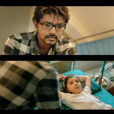 Theri meme template with Joseph Kuruvilla/Vijay Kumar/ Dharmeshwar (Vijay) with Nivi (Nainika)