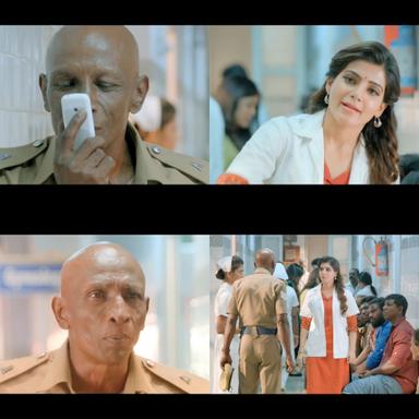 Theri meme template with Mithra (Samantha Ruth Prabhu) with Rajendar (Rajendran)