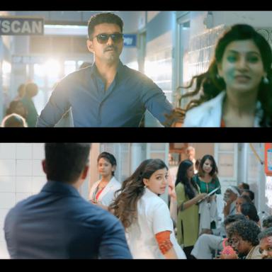 Theri meme template with Joseph Kuruvilla/Vijay Kumar/ Dharmeshwar (Vijay) with Mithra (Samantha Ruth Prabhu)