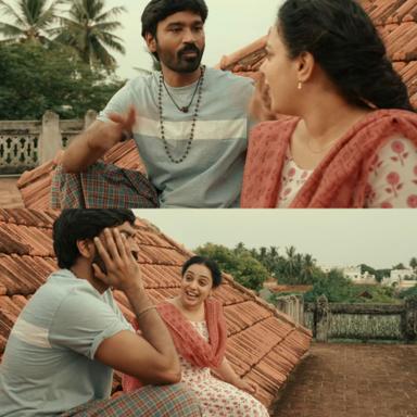 Thiruchitrambalam meme template with Thiruchitrambalam (Dhanush) with Shobana (Nithya Menen)