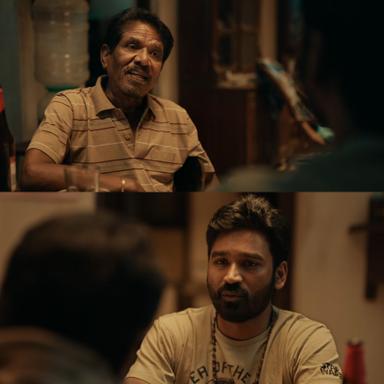 Thiruchitrambalam meme template with Thiruchitrambalam (Dhanush) with Thiruchitrambalam Sr. (Bharathiraja)