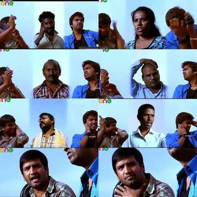 Vaanam meme template with Cable Raja (Silambarasan) with Seenu (Santhanam)