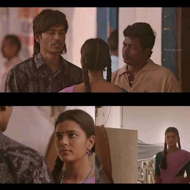 Vada Chennai meme template with Anbu (Dhanush) with Padma (Aishwarya Rajesh)