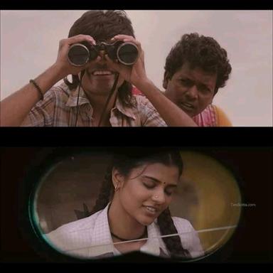 Vada Chennai meme template with Anbu (Dhanush) with Padma (Aishwarya Rajesh)