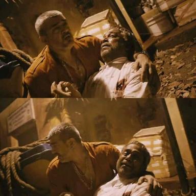 Vedalam meme template with Ganesh / Vedhalam (Ajith Kumar) with Tamizh's Father (Thambi Ramaiah)