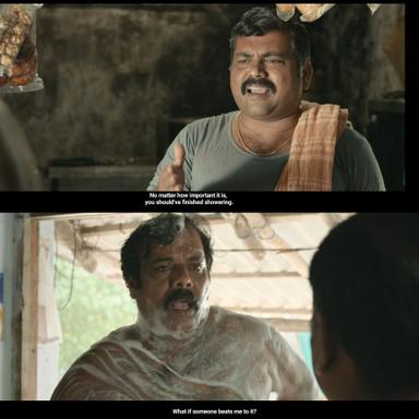 Veeran meme template with Narayana (Kaali Venkat) with Perusu (Munishkanth)