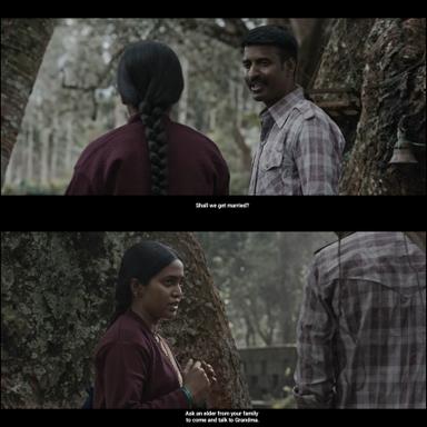 Viduthalai: Part I meme template with Kumaresan (Soori) with Tamilarasi (Bhavani Sre)