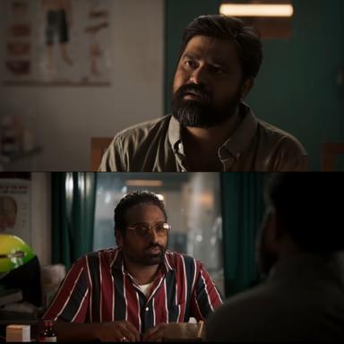 Vikram meme template with Sandhanam (Vijay Sethupathi)