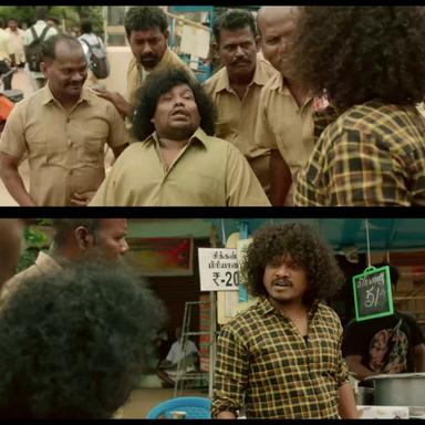 Yaanai meme template with  (Yogi Babu) with  (Pugazh)