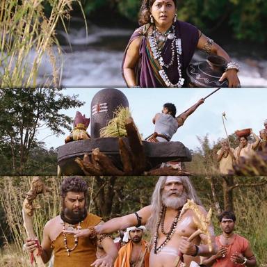 Bāhubali: The Beginning meme template with Amarendra Bāhubali / Mahendra "Sivudu" Bāhubali (Prabhas) with Sanga (Rohini)
