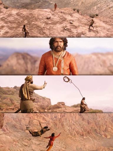 Bāhubali: The Beginning meme template with Amarendra Bāhubali / Mahendra "Sivudu" Bāhubali (Prabhas) with Bhallaladeva (Rana Daggubati)