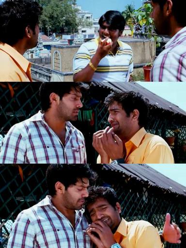 Boss Engira Baskaran meme template with Bhaskaran (Arya) with Nallathambi (Santhanam)