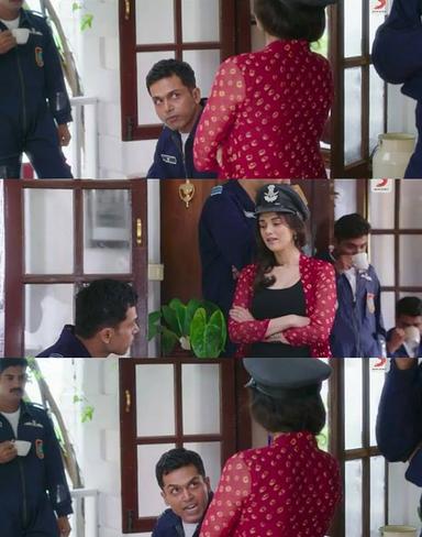 Kaatru Veliyidai meme template with Varun (Karthi) with Dr. Leela (Aditi Rao Hydari)