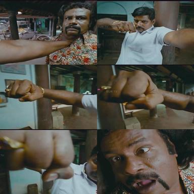 Kalakalappu meme template with Anjuvatti Alagesan (Ilavarasu)