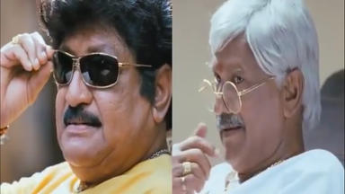 Kanna Laddu Thinna Aasaiya meme template with Kaalkattu 'KK' Kaliyaperumal (Santhanam)