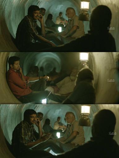 Kaththi meme template with Kathiresan / Jeevanandham (Vijay)