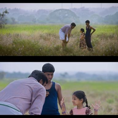 The Great Man meme template with Radhakrishnan (Vijay Sethupathi) with Nithya (Manasvi Kottachi)