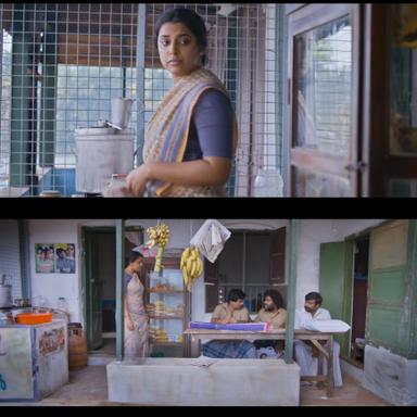 The Great Man meme template with Radhakrishnan (Vijay Sethupathi) with  (Saravana Sakthi) with Manikandan (Manikanda Rajan) with Philomi (Jewel Mary)