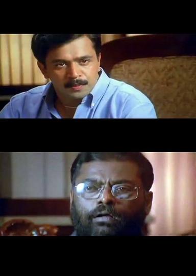 Mudhalvan meme template with Pughazhendhi Narayanan (Arjun Sarja) with Mayakrishnan (Manivannan)