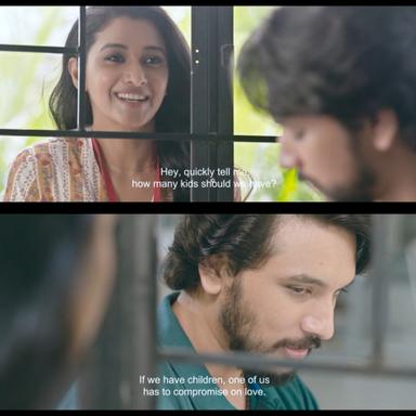 Pathu Thala meme template with Leela Thompson (Priya Bhavani Shankar) with Shaktivel (Gautham Karthik)