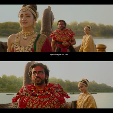 Ponniyin Selvan: Part I meme template with Kundavai (Trisha Krishnan) with Vanthiyathevan (Karthi)