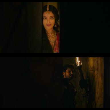 Ponniyin Selvan: Part I meme template with Nandini / Mandakini Devi (Aishwarya Rai Bachchan) with Vanthiyathevan (Karthi)