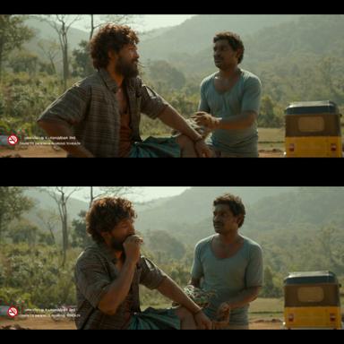 Pushpa: The Rise - Part 1 meme template with Pushpa Raj (Allu Arjun) with Kesava (Jagadeesh Prathap Bandari)