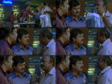 Sivaji: The Boss meme template with Sivaji Arumugam (Rajinikanth) with Arivu (Vivek)