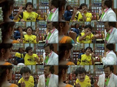 Sivaji: The Boss meme template with Sivaji Arumugam (Rajinikanth) with Arivu (Vivek)