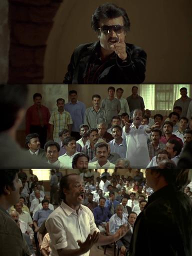 Sivaji: The Boss meme template with Sivaji Arumugam (Rajinikanth) with Arivu (Vivek)