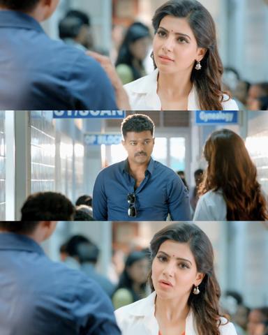 Theri meme template with Joseph Kuruvilla/Vijay Kumar/ Dharmeshwar (Vijay) with Mithra (Samantha Ruth Prabhu)