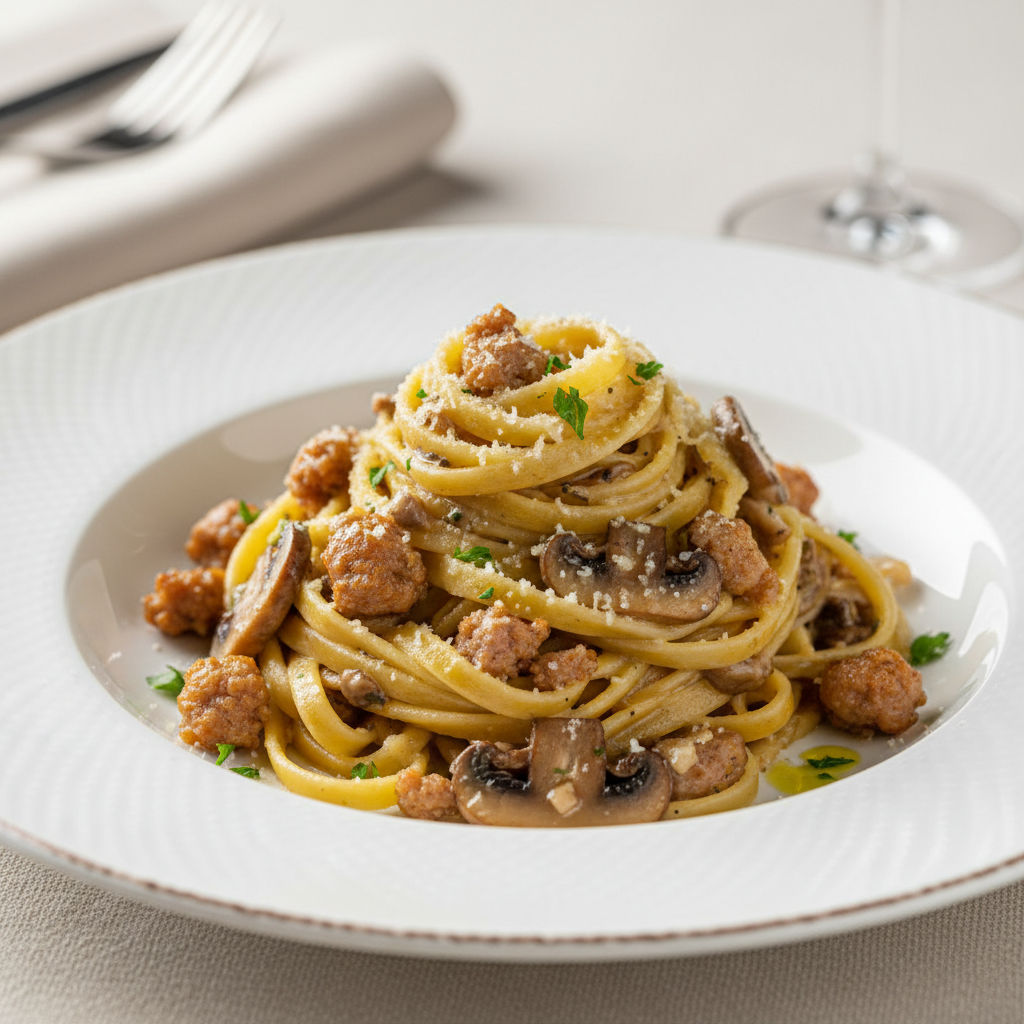 Tagliatelle Salsiccia E Funghi
