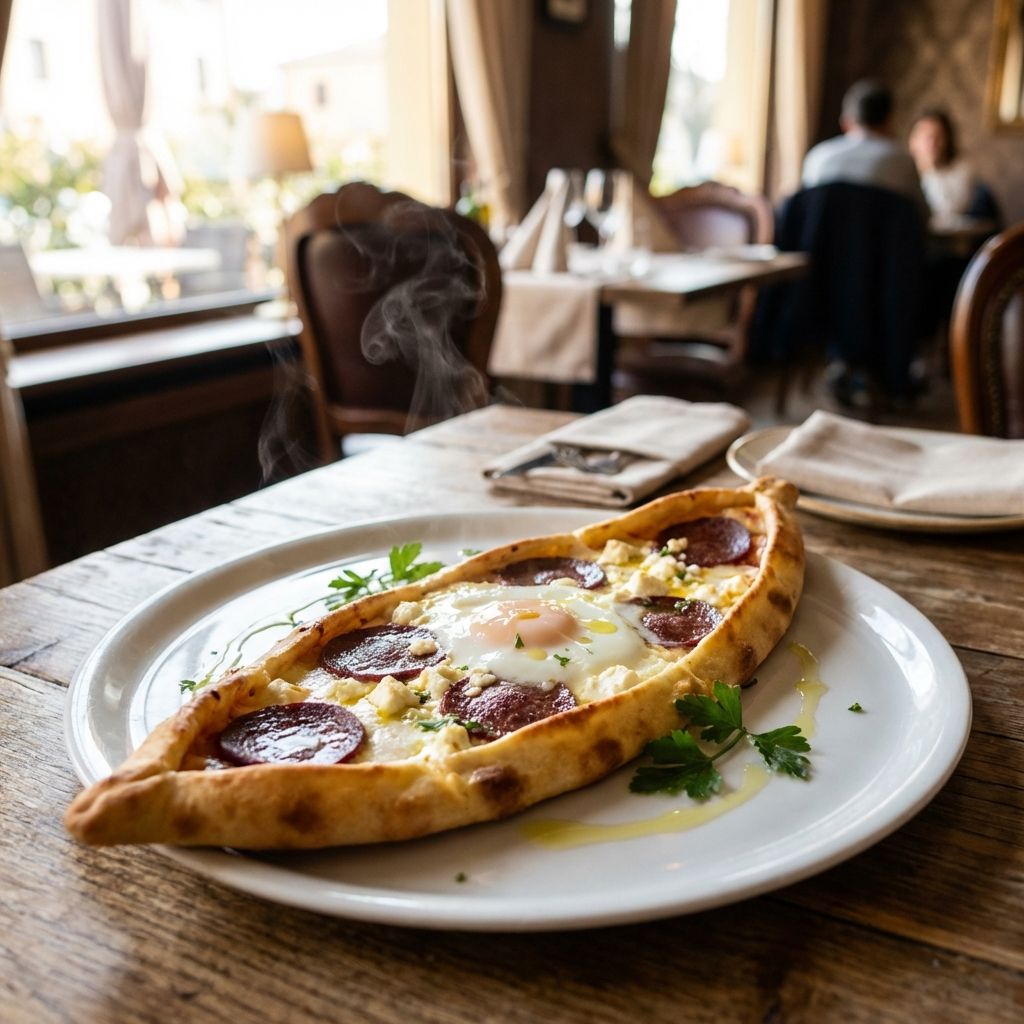 Pide Con Salame Turco, Formaggio E Uova