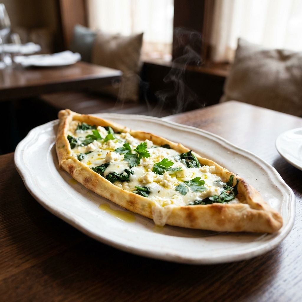 Pide Con Formaggio E Spinaci