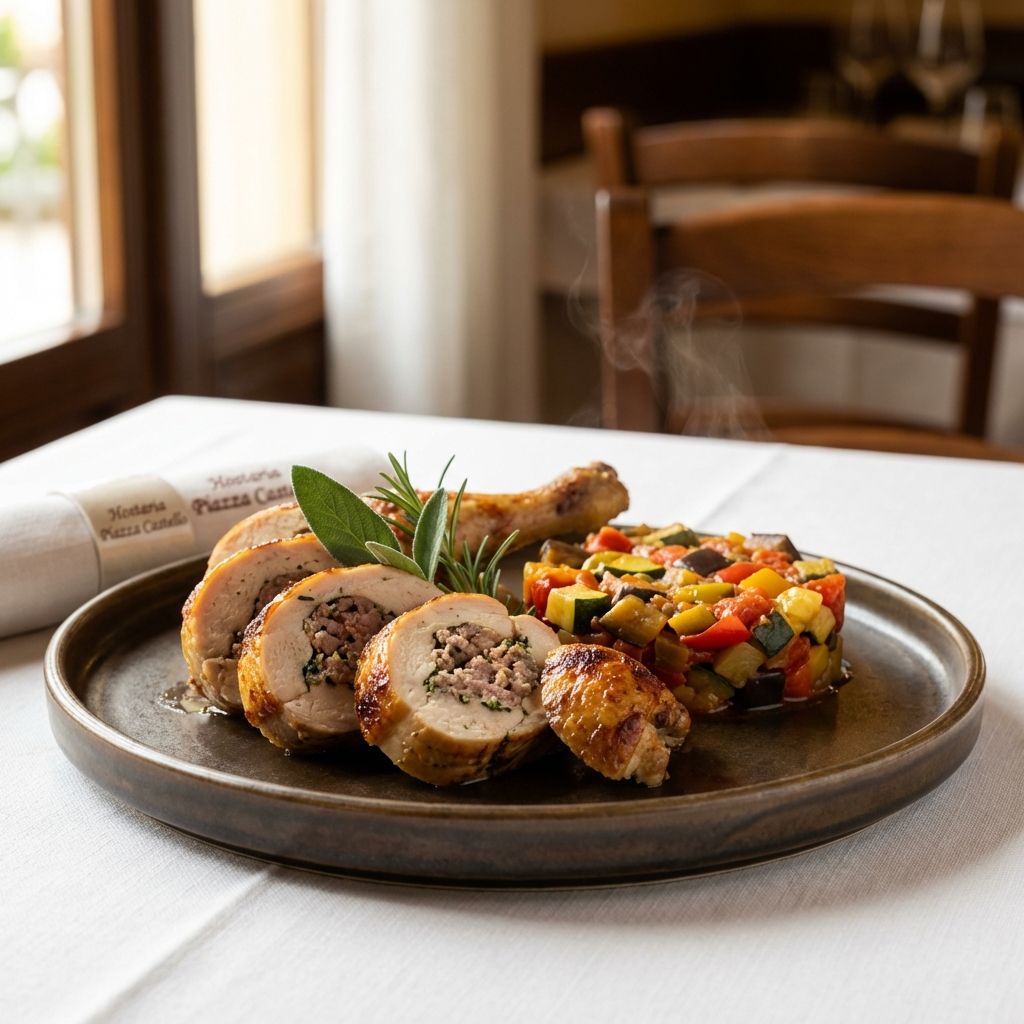 Cosciotto Di Pollo Ripieno Con Ratatouille Di Verdure
