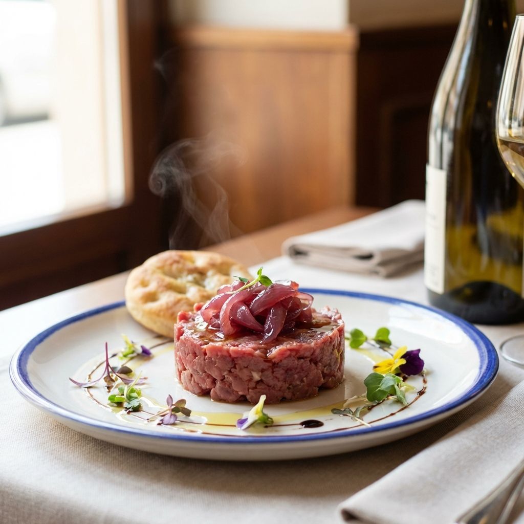 Tartare Di Carne Battuta Al Coltello Con Cipolla Rossa Di Tropea