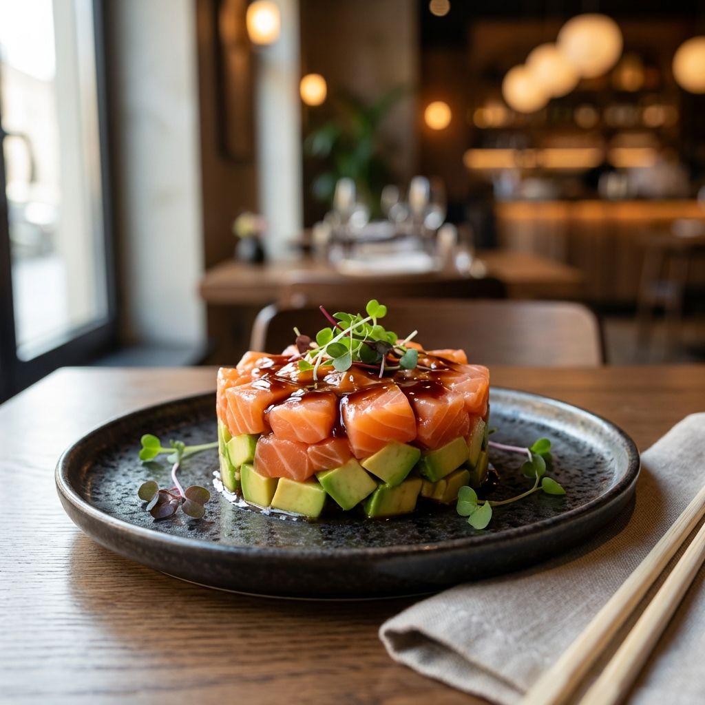 Tartar Di Salmone Con Avocado E Salsa Teriyaki