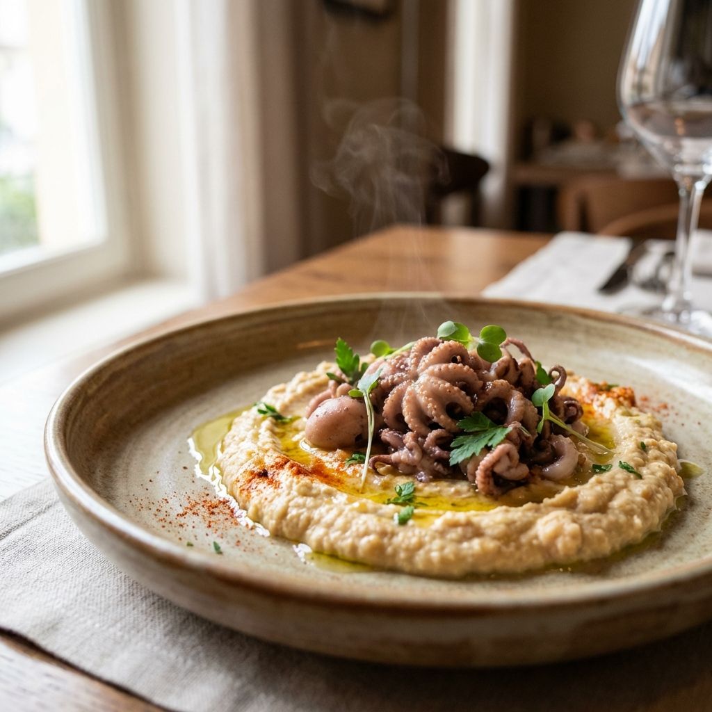 Moscardini Su Hummus Di Ceci