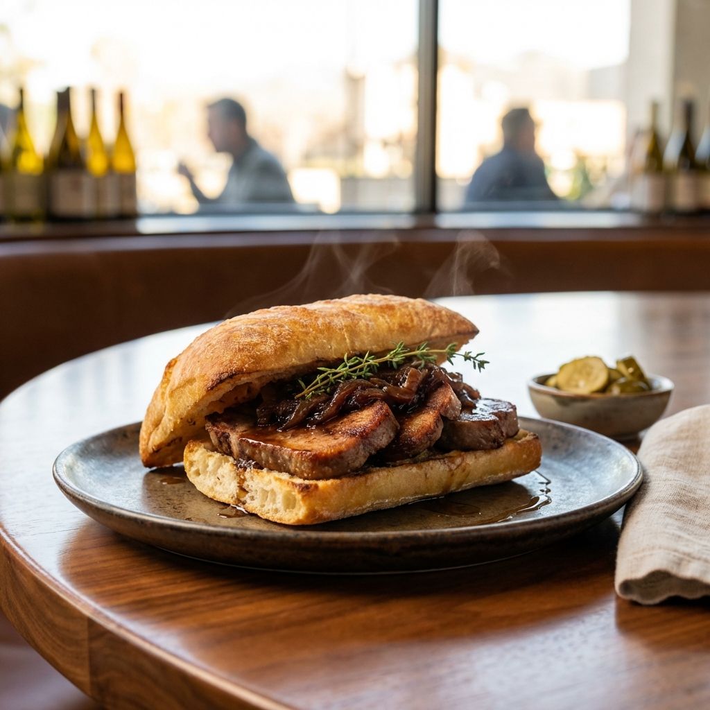 Panino Con Lingua E Cipolle Caramellate